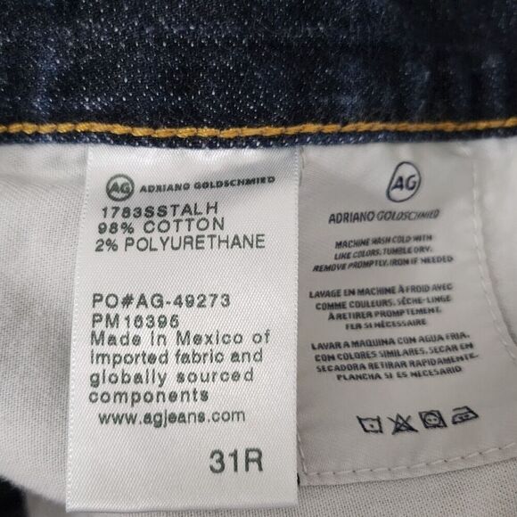 AG‎ Adriano Goldschmied Jeans Mens 31 Blue Tellis Modern Slim Raw Hem Dark Wash - Picture 3 of 11